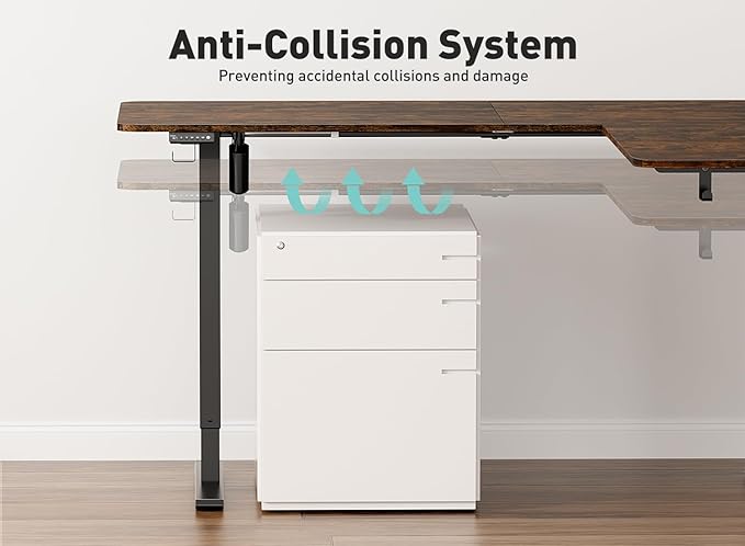 Electric L Shaped Standing Desk Adjustable Height 63 x 55 Inch Corner Standing DeskSit Stand Up DeskHome Office DeskLarge Long Work Gaming (Spliced Desktop Rustic Brown)