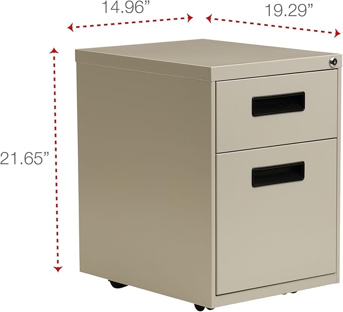 Alera ALE Two-Drawer Metal Pedestal File 14 7/8w x 19 1/8d x 21 3/4h Putty