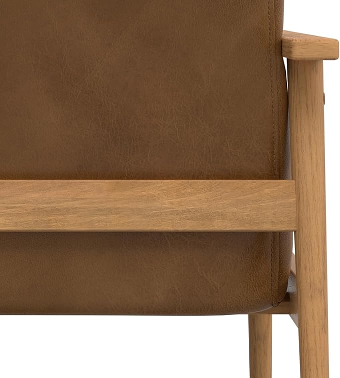 SIMPLIHOME Paloma Accent Chair - 22 inch Wide Upholstered Genuine Leather Contemporary Arm Chair with Solid Wood Frame in Caramel Brown for Living Room or Bedroom Seating Fully Assembled