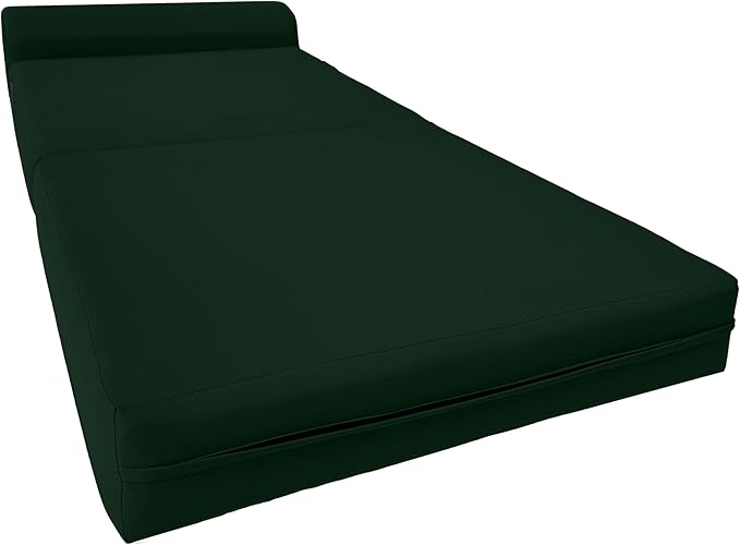 D&ampD Futon Furniture Sleeper Chair Folding Bed Studio Sofa Guest Folded Mattress High Density Foam (70 x 32 x 6 Hunter Green)