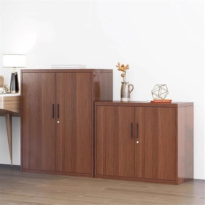 File Cabinets 0.8MM Steel File Cabinet Office Data with Lock Storage Short Imitation Wood Grain Bookcase File Storage Cabinets(Medium)