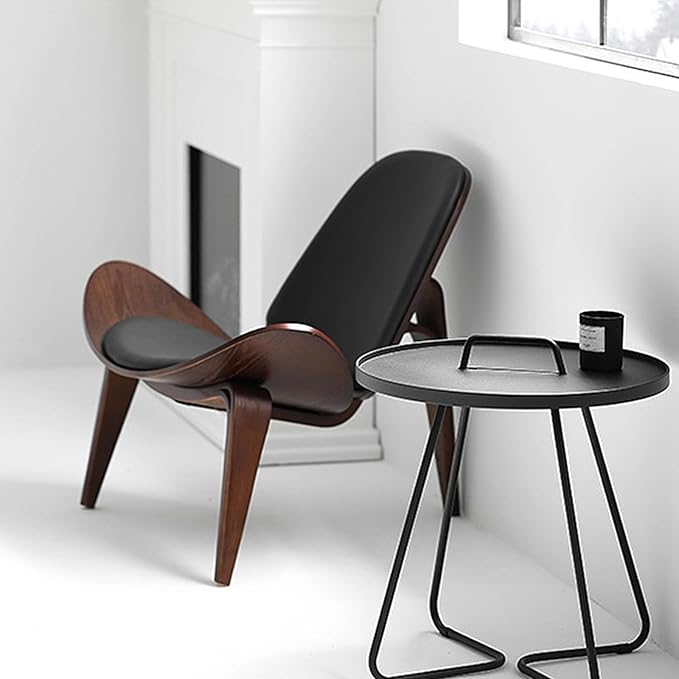 OAKHAM Comfy Shell Chair Mid Century Modern Accent Chair for Living Room and Bedroom with Protective Foot Pads Ergonomic (Oak Black)