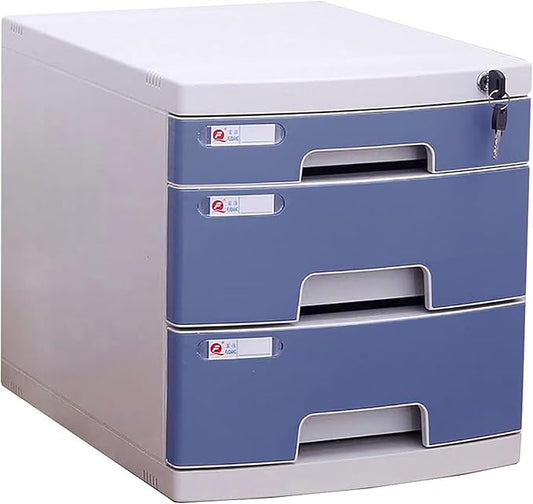 File Cabinet Desktop Organiser 3 Drawer with Key Mobile File Cabinets Extension Organizer (Color : Grey Size : 11.61x15.51x12.79inch)