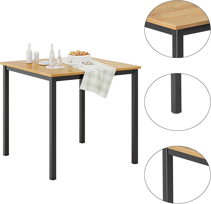 Need Small Computer Desk 31.5 inches Square Sturdy Writing Desk Small Teens Study Table Laptop Desk Teak &amp Black