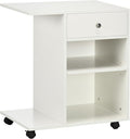 White Mobile Filing Cabinet with Drawer 2 Open Storage Spaces 4 Wheels Rectangular Portable Filing Cabinet Modern for Office Study Room