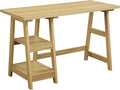 Convenience Concepts Designs2Go Trestle Desk 47 - Modern Desk or Vanity with Shelves for Office Den Dorm Living Room Light Oak
