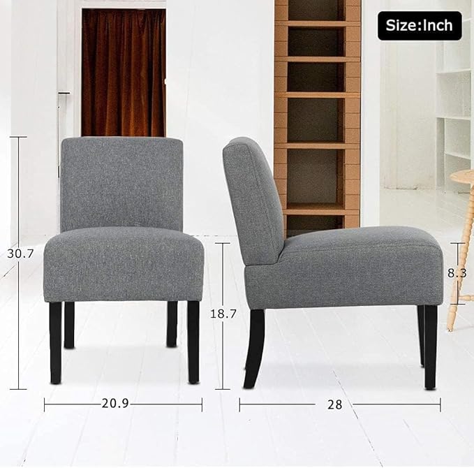 Bigacc Dining Room Chairs Set of 2 Elegant Design Dining Chairs Accent Chair for Kitchen Chairs Armless Fabric Chair Modern Living Room Chairs Sofa Grey