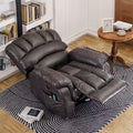 Lay Flat Sleeping Dual OKIN Motor Electric Lift Recliner with Heat Massage for Big Man Large Infinite Position Reclining Chair Up to 350 LBS for Living Room 2 Remote Controls Grey