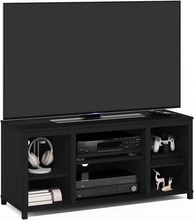 Furinno Classic TV Stand Entertainment Center TV Console for TV up to 55 Inch with Shelves for Living Room Bedroom Americano