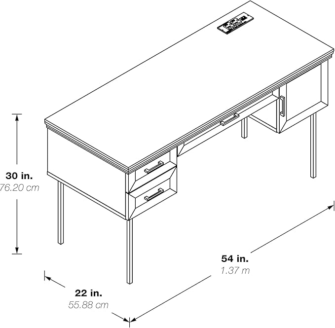 OSP Home Furnishings Jefferson Executive Office Desk with Power Hub and Lockdowel Fastening System Espresso