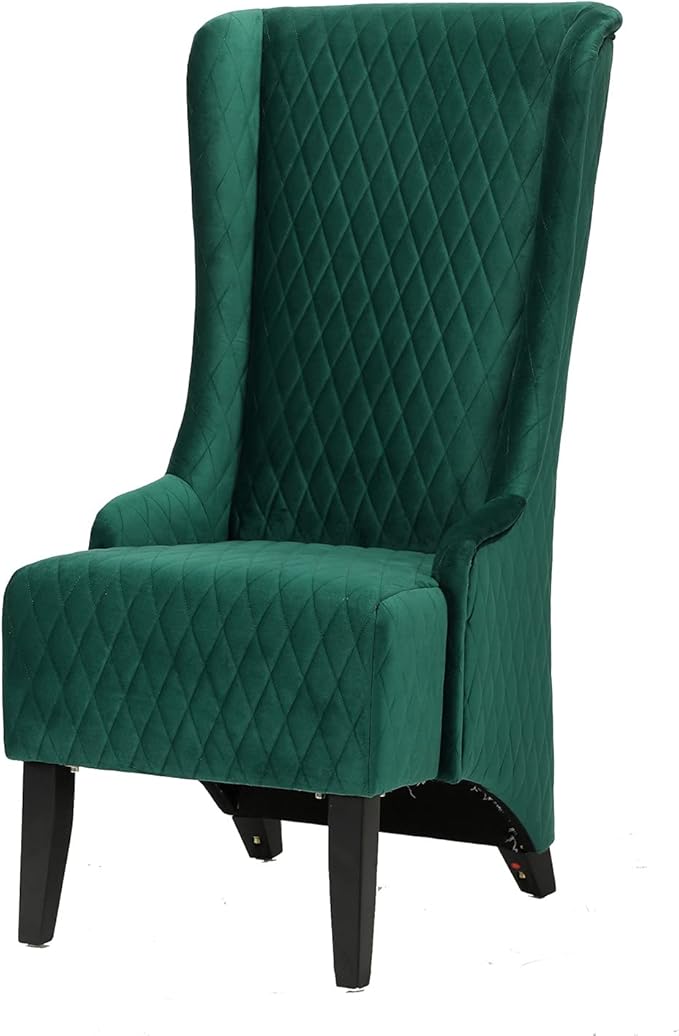 Henf Velvet Modern Wingback Accent Chair Green Comfortable Fabric Covering 20.5W x 18.9D x 46H