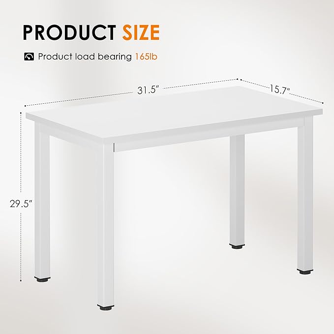 DlandHome Computer Desk 31.5 inch Modern Simple Desk Computer Table Study Writing Desk for Home Office White