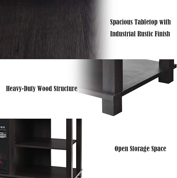 Tangkula 2-Tier TV Stand Entertainment Television Stands Modern Entertainment Centers with Adjustable Shelves Suitable for 18 Electric Fireplace (Not Included)