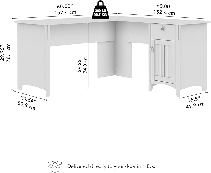 Bush Furniture Salinas L-Shaped Desk with Storage | Study Table with Drawers &amp Cabinets | Home Office Computer Desk in Ash Brown