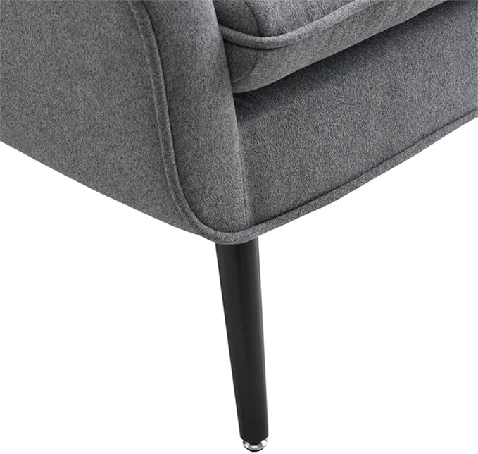 Allora Polyester Upholstered Button-Tufted Accent Chair Gray Fabric Modern Design with Black Finished Legs Pinewood Frame Plush Cushioned Seat 27.5W x 30.75D x 32.25H for Living Room or Office