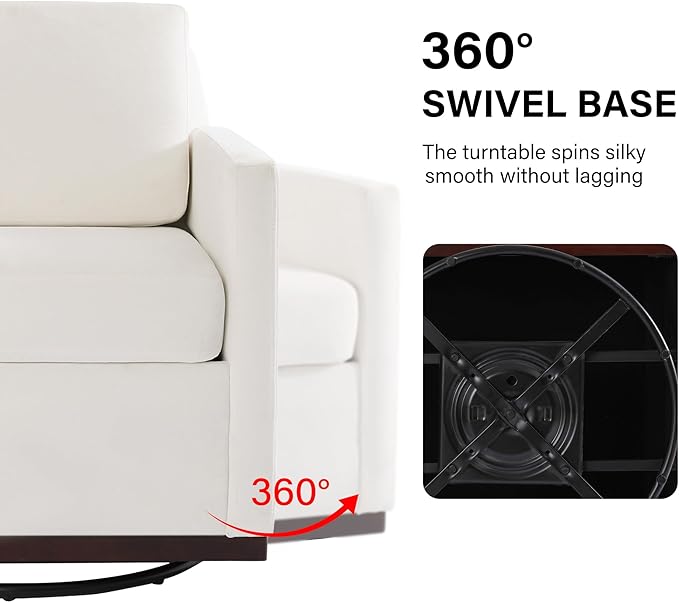 Swivel Barrel Accent Chair Mid Century Modern Arm Chair for Living Room Bedroom Comfy Club Reading Lounge Sofa Corner Chairs for Adults (Chenille Beige Set of 2)