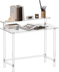Eglaf Acrylic Desk with Monitor Stand - Home Office Desk Computer Desk Writing Table for Office Living Room Bedroom 39.4 L x 19.7'' W x 34.5 H Clear
