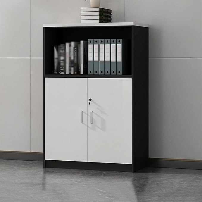 File Cabinet Lateral Filing Cabinet with Door Printer Stand with Open Storage Shelves(Color:White Door)