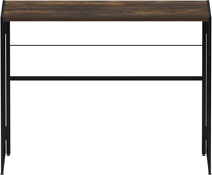 Furinno Riau No Tool/No Assembly/Folding Metal Frame Computer Desk Rustic Oak/Black 39 Inch