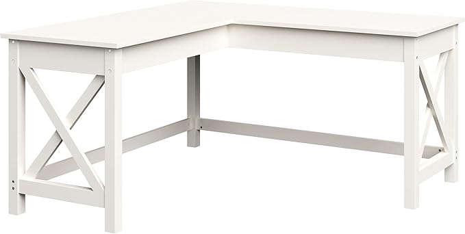 Computer Desk - L-Shaped Desk with X-Pattern Legs - For Office Computer or Craft Table - Desks for Home Office by Lavish Home (White)
