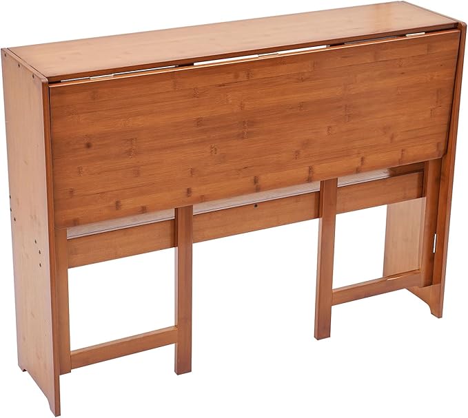 Bamboo Folding Desk Laptop Desk Writing Desk with Storage Shelf Vanity Table Small Computer Table Space Saving Workstation for Home Office