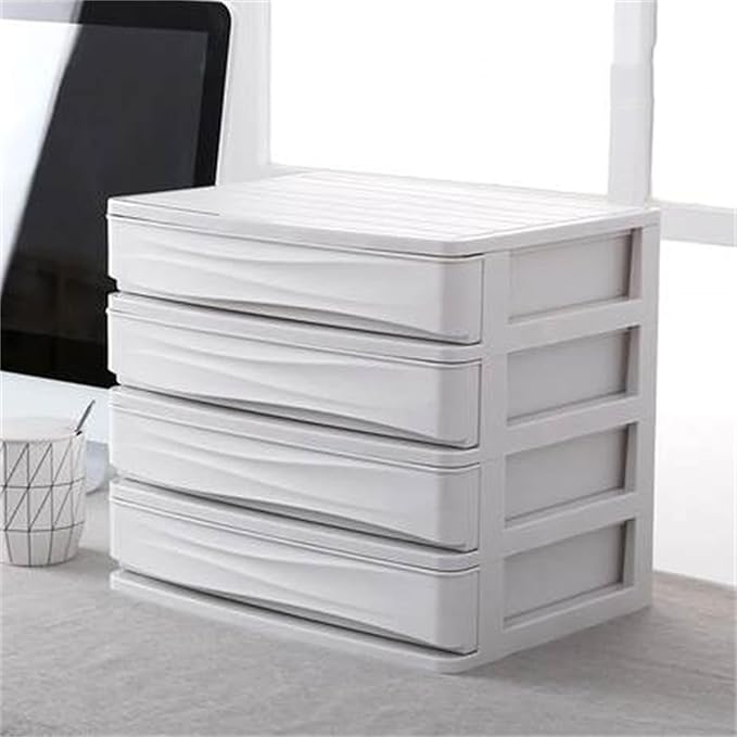 File Storage Cabinets A4 Paper Storage Box Layered Desktop Small Drawer Type Simple Multi-Layer Office Desk File Cabinet(White)