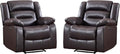 EBELLO Classic Power Recliner Chair Faux Leather Oversized Electric Overstuffed Chair with Thicked Cushion and Back Single Sofa with Comfortable Armchair Brown 2Pcs