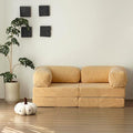 Free Combination Convertible Folding Sofa Bed Armless Foam Floor Sofa Sleeper Floor Couch for Living Room and Bedroom Sleeper Chair with Pillow Twin Size (Beige)