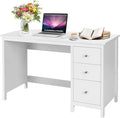 GOFLAME 3-Drawer Computer Desk Study Desk with Spacious Desktop Modern Writing Desk Compact Laptop Desk Multipurpose Workstation for Home Office White