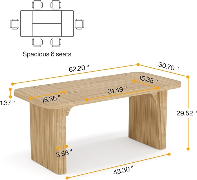 Tribesigns 62 Executive Desk Large Office Computer Desk with Double Pedestal Modern Simple Style Rectangle Writing Table for Home Office (Natural)