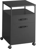 VASAGLE File Cabinet Mobile Filing Cabinet with Wheels 2 Drawers Open Shelf for A4 Letter Size Hanging File Folders Ink Black UOFC071B16