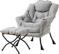 Tiita Lazy Chair with Ottoman Light Grey Modern Large Accent Chair Comfy Leisure Sofa Armchair with Ottoman Reading Chair with Footrest for Bedroom Living Room Dorm Rooms Peach Light Grey