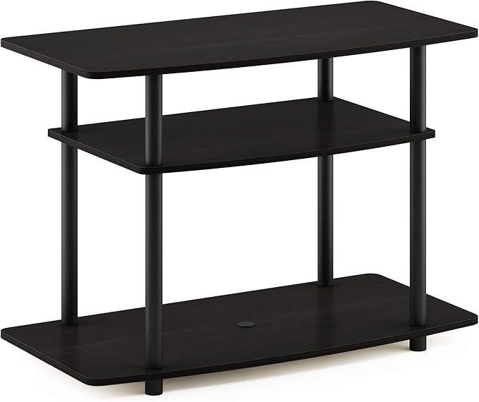 Furinno Turn-N-Tube No Tools 3-Tier Entertainment Center TV Stand for TV up to 32 Inch Plastic Round Tubes Espresso/black