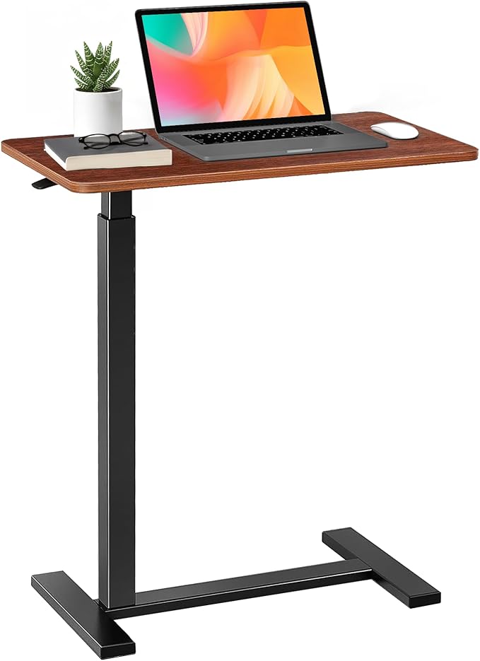 Mobile Standing Desk Adjustable Height Desk with Hidden Casters Portable Laptop Computer Table with Rolling Wheels for Sit Stand Workstation Compact and Sturdy for Home Office Dorm Brown