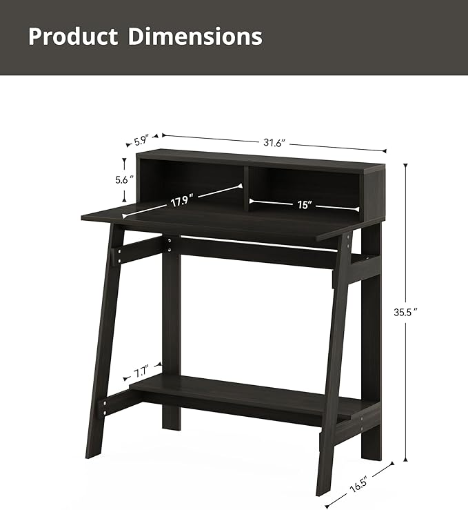 Small Desk for Bedroom Computer Desk Office Desk with Storage Corner Desk for Small Space Dark Brown