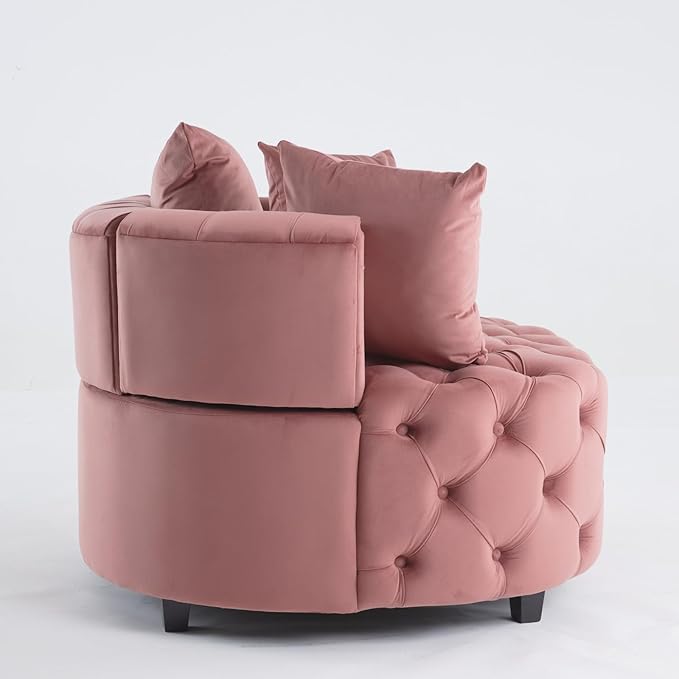 Oversized Accent Chair for Living Room &amp Bedroom Barrel Chair Large Velvet Chair Sofa Lounge Chair Leisure Club Upholstered Armchair with 3 Pillows &amp Wood Legs