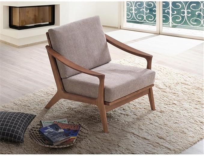 Acme Furniture Lide Upholstered Fabric &amp Wood Accent Chair in Brown