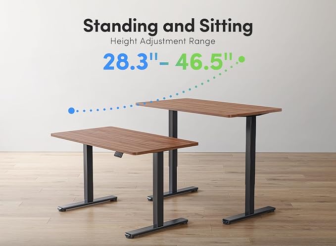 FEZIBO Electric Standing Desk Height Adjustable Stand up 48 x 24 Inches Sit Stand Home Office Computer Desk Black Walnut