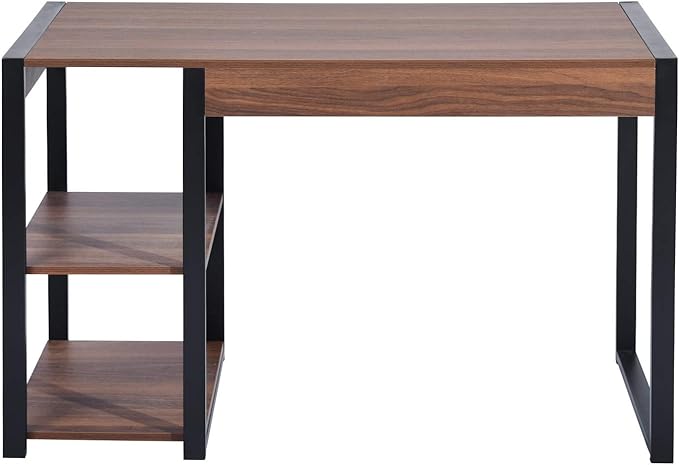 47.2 Home Office Desk/Computer Desk Storage Desk Morden Style with Open Shelves Worksation Brown &amp Black