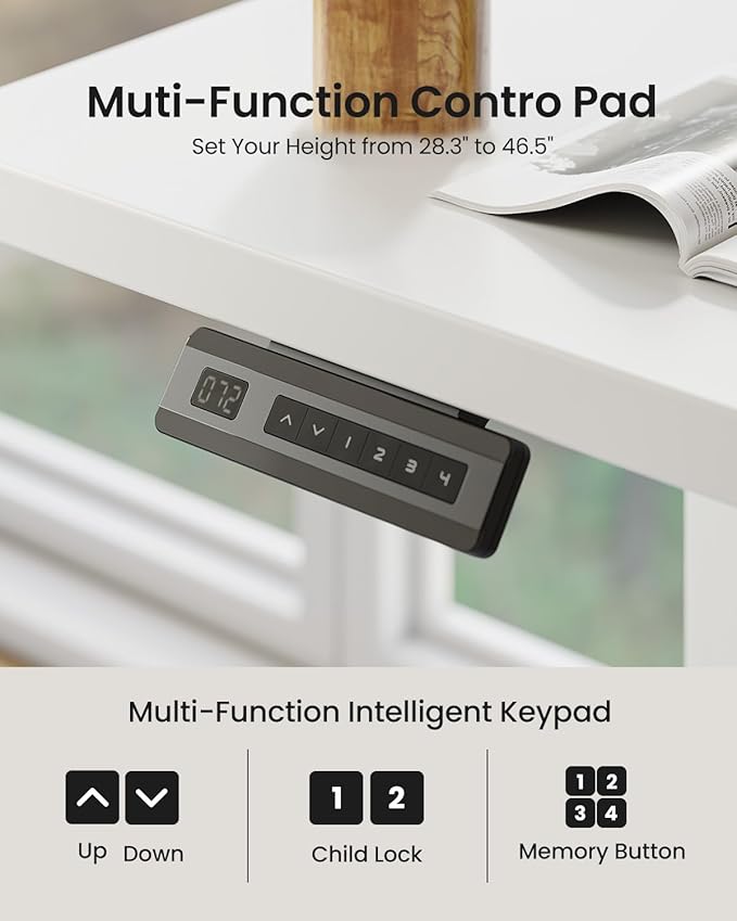 FEZIBO 55×32 inch L Shaped Electric Corner Standing Desk 4 Memory Height SettingsHome Office &amp Computer Height Adjustable Table Ergonomic Sit and Stand Up Workstation with Splice BoardWhite To