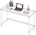 HMYHUM Acrylic Computer Desk 47 Inch Clear Home Office Desk for Laptop Study Writing Vanity Table with Cylindrical Legs Modern Easy Assembly