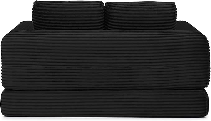 Foldable Boneless Love Seat Couches in a Box Modern Floor Foam Sleeper Sofa Bed 2-in-1 Convertible Cloud Sofa for Home Apartments Bedroom