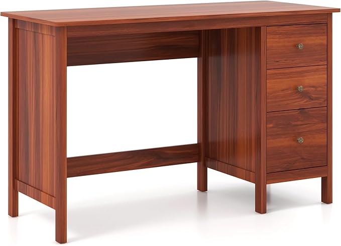 Computer Desk with Storage Drawers Wood Student Table for Bedroom Work &amp Study Table for Adults Compact Writing Desk for Home Office Small Spaces (Brown)