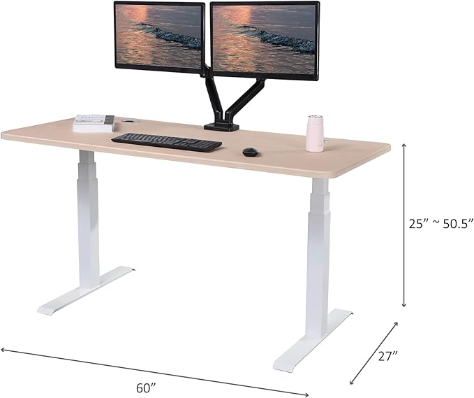 ApexDesk K Series 60 x 27 Electric Height Adjustable Standing Desk with LED Memory Controller (Light Oak)