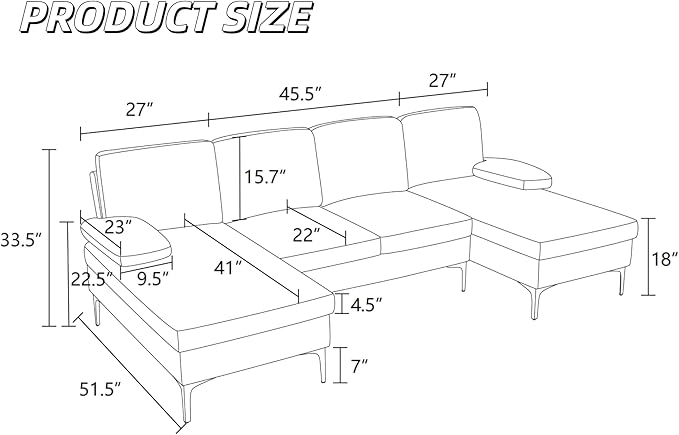 99.5 Modular Sectional Sofa U Shaped Sectional Comfy Couch for Living Room Convertible Modular Sofa Couch with Two Chaises High Supportive &amp Soft Sponge White