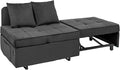 Sleeper Sofa Bed Convertible 4-in-1 Pull Out Couch with 5 Adjustable Backrest Modern Velvet Sofa with USB Ports &amp Storage Pocket (Includes Pillow) for Living Room BedroomApartment Dark Grey