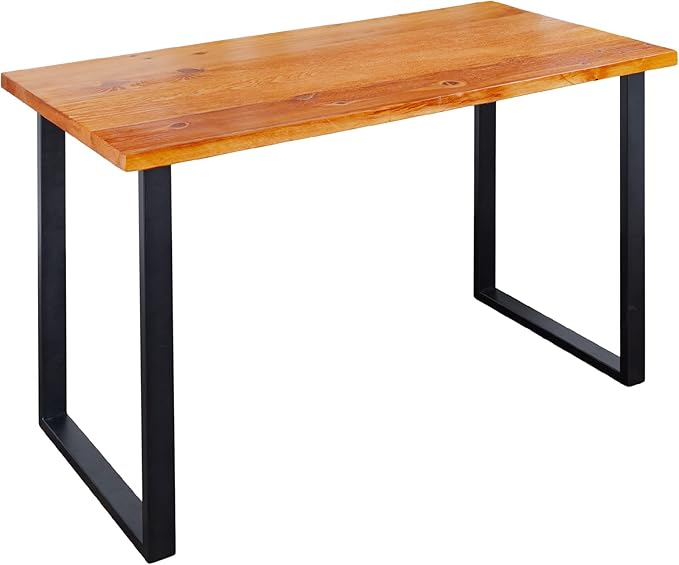 PIPE DECOR Sunset Cedar Solid Wood Rustic 48” Desk Kit with (2) 28” Matte Black Square Metal Legs Industrial Desk for Home Office