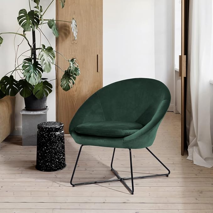 Accent Chair Armchair Fashion Velvet Fabric Upholstery Accent Chairs for Living Room BedroomDark Green