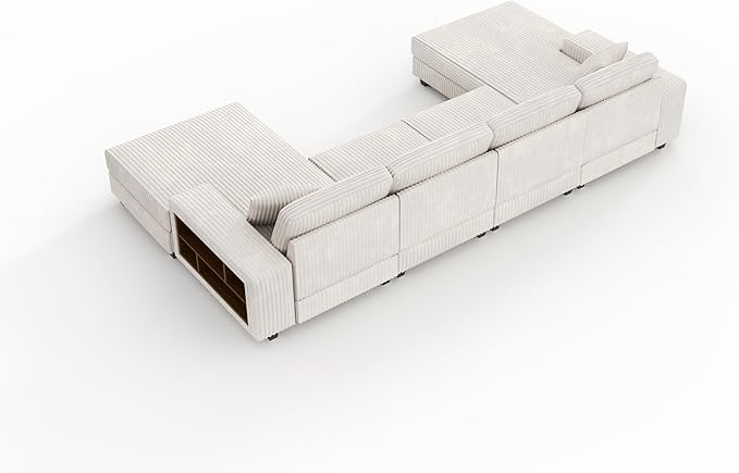 ERYE U-Shaped Modular Sectional Sofa Convertible Symmetrical Sofa Couch with Removable Chaise Lounges U Shaped Double Chaises Sectional Couches with Storage Armrests