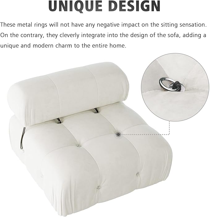 Modular Sectional Sofa Velvet Couch Middle seat Beige